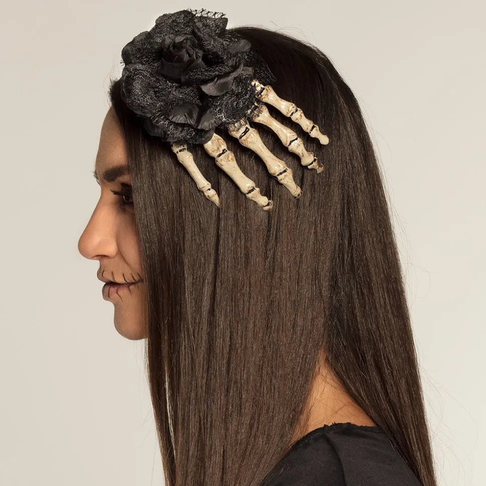BARETTE CHEVEUX MAIN DE SQUELETTE