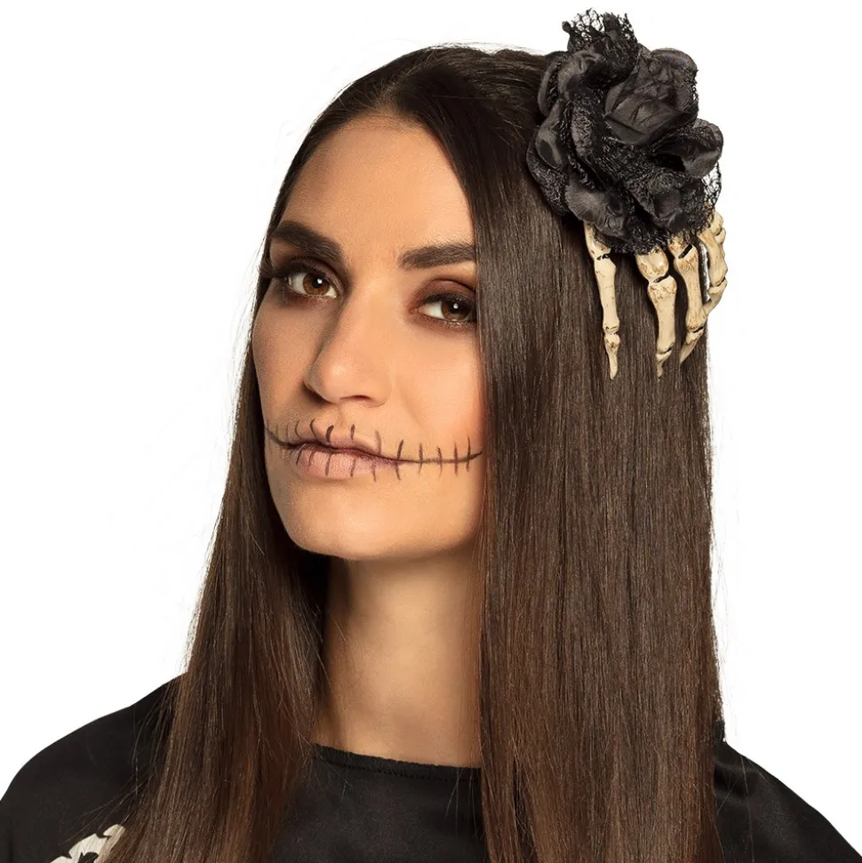 BARETTE CHEVEUX MAIN DE SQUELETTE