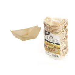 50 BARQUETTES AMUSE-BOUCHES BOIS 8.5X5.5CM NATUREL