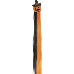 BARRETTE CITROUILLE CHAPEAU MÈCHE 40CM ORANGE NOIR