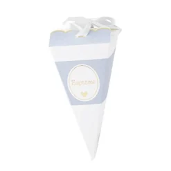 10 BERLINGOTS CARTON BAPTÊME 5X12X5CM BLANC BLEU
