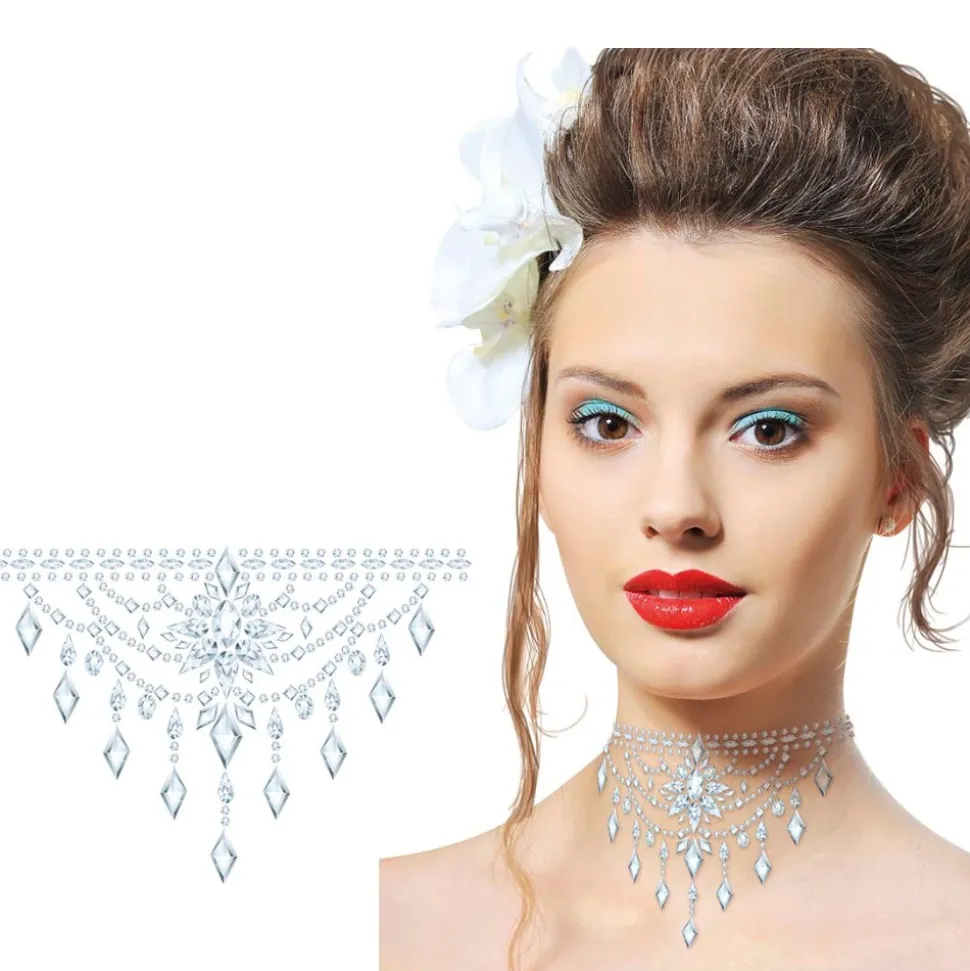 BIJOUX DE PEAU ADHÉSIF COLLIER STRASS NOBLE FEMME