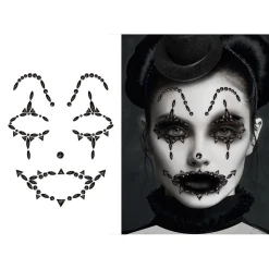 BIJOUX DE PEAU ADHÉSIF VISAGE HARLEQUIN NOIR