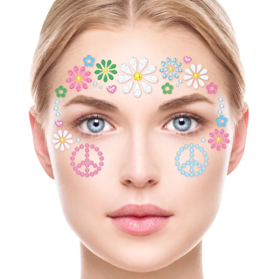 BIJOUX DE PEAU ADHÉSIF VISAGE HIPPIE ADULTE