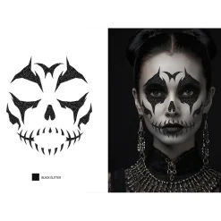 BIJOUX DE PEAU ADHÉSIF VISAGE SQUELETTE PAILLETTES
