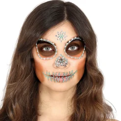 BIJOUX VISAGE ADHÉSIFS TÊTE DE MORT VERT