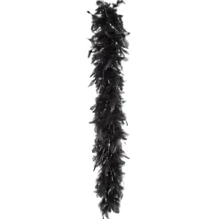 BOA PLUMES GLAMOUR 180CM 50G NOIR LAMELLES ARGENT