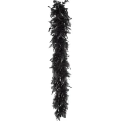 BOA PLUMES GLAMOUR 180CM 50G NOIR LAMELLES ARGENT