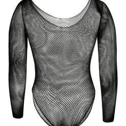 BODY NOIR STRASS ARGENT MANCHES LONGUES FEMME