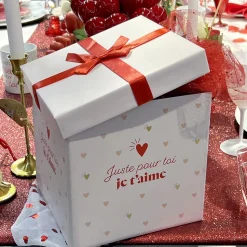 BOITE CADEAU CARTON JUSTE POUR TOI 20CM BLANC