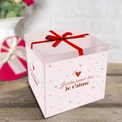 BOITE CADEAU CARTON JUSTE POUR TOI 30CM BLANC