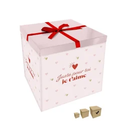 BOITE CADEAU CARTON JUSTE POUR TOI 30CM BLANC