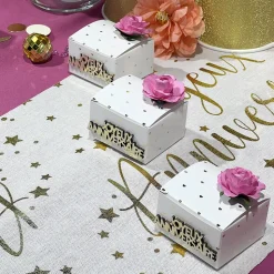 10 BOITES CARTON BLANC COEURS DORÉES 6X3.5X5.5CM