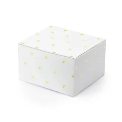10 BOITES CARTON BLANC COEURS DORÉES 6X3.5X5.5CM
