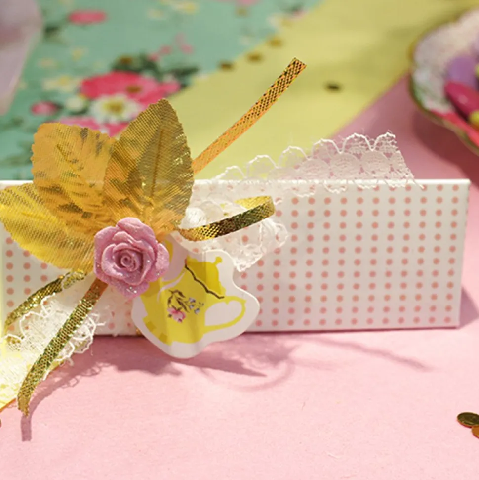 6 BOITES CARTON PRISME TRIANGLE 12CM BLANC ROSE