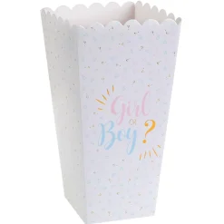 8 BOITES À POP-CORN CARTON BABY GENDER 6X8X17CM