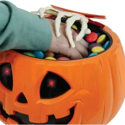 BOL CITROUILLE SQUELETTE ANIMÉ LUMIÈRE SON 15CM