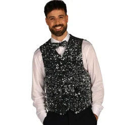 BOLÉRO COSTUME DISCO SEQUIN ARGENT HOMME