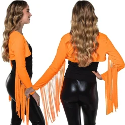 BOLÉRO FESTIVAL FRANGES ORANGE FLUO UV FEMME