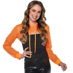 BOLÉRO FESTIVAL RÉSILLE ORANGE FLUO UV FEMME