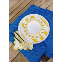 6 BOLS CARTON RAYÉ DOLCE VITA 13CM JAUNE BLANC
