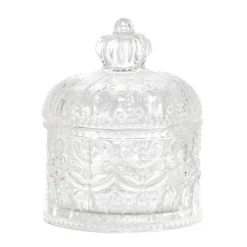 BONBONNIÈRE VERRE JOYAU COURONNE ROYALE 12.5X9CM
