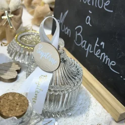 BONBONNIÈRE VERRE STRIÉ ÉCRIN PRÉCIEUX 9CM