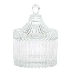 BONBONNIÈRE VERRE STRIÉ ÉCRIN PRÉCIEUX 9CM