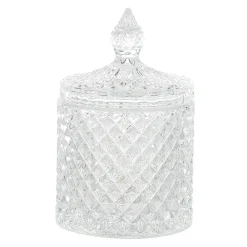 BONBONNIÈRE VERRE STRIÉ ÉCRIN PRÉCIEUX 14CM