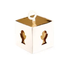 4 BOÎTES BLANC CALICE OR À SUSPENDRE 5X5X5CM