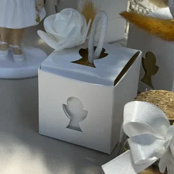 4 BOÎTES BLANC CALICE OR À SUSPENDRE 5X5X5CM