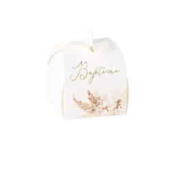 10 BOÎTES CARTON BAPTÊME PAMPA FLEUR COTON 5X7CM