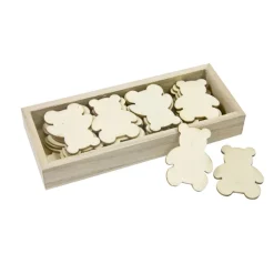 BOÎTE 36 SILHOUETTES OURSON BOIS 2MM 4X3CM NATUREL