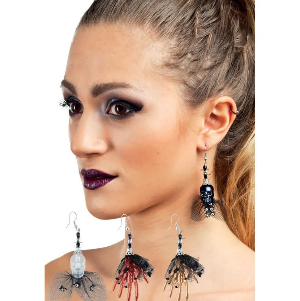 BOUCLE D'OREILLE CRÂNE MAIN DE SQUELETTE