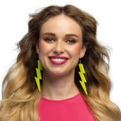 BOUCLES D'OREILLES ÉCLAIR FLUO JAUNE ADULTE