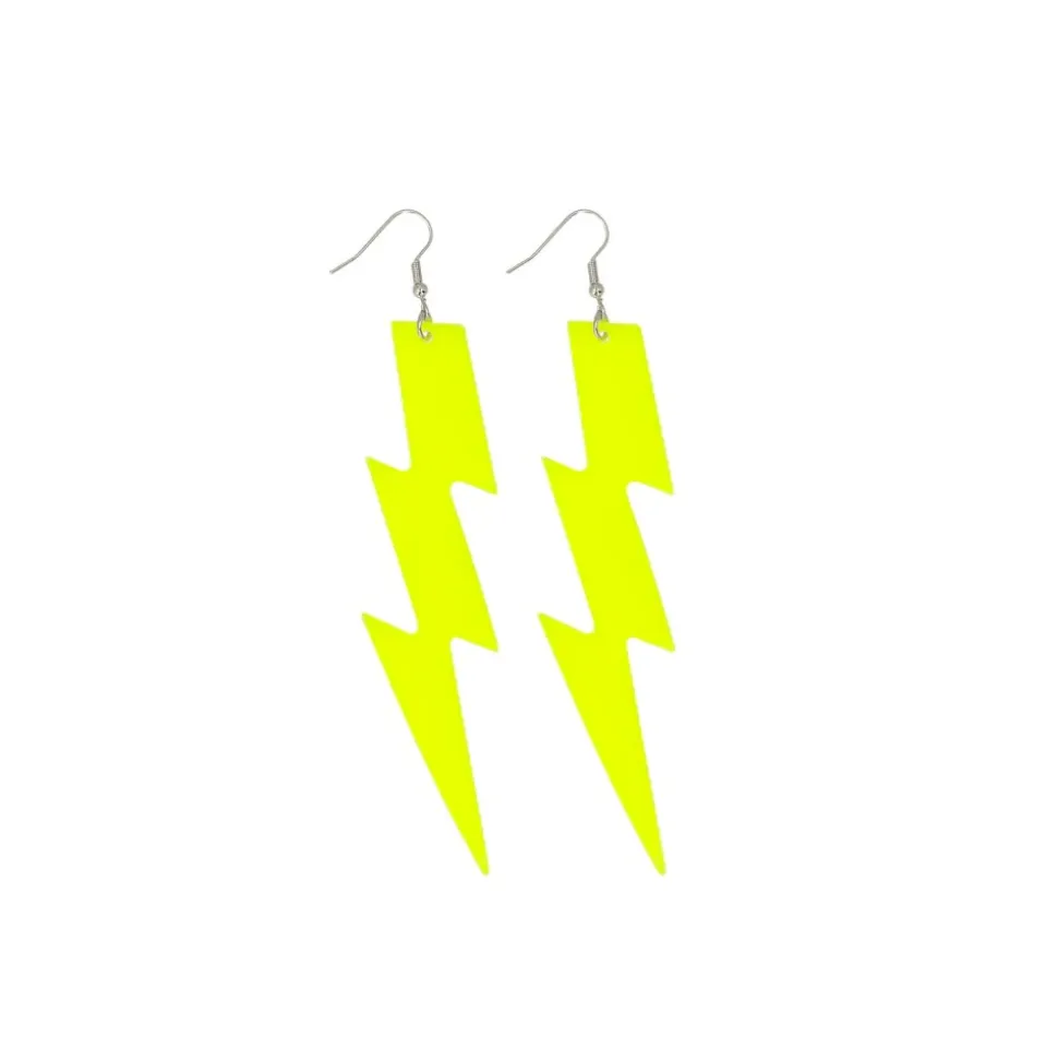 BOUCLES D'OREILLES ÉCLAIR FLUO JAUNE ADULTE