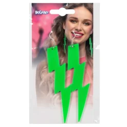 BOUCLES D'OREILLES ÉCLAIR FLUO VERT ADULTE