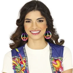 BOUCLES D'OREILLES PENDENTIF SIGLE PEACE AND LOVE