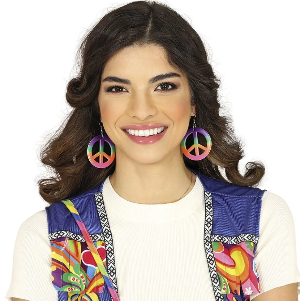 BOUCLES D'OREILLES PENDENTIF SIGLE PEACE AND LOVE