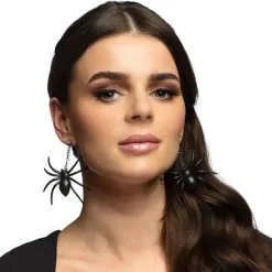 BOUCLES D'OREILLES PENDENTIF ARAIGNÉE NOIR FEMME