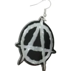 BOUCLES OREILLES ANARCHIE PUNK MÉTAL PVC NOIR