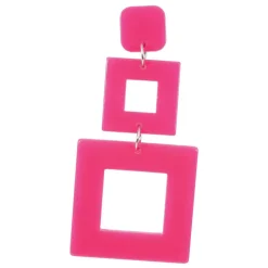 BOUCLES OREILLES CARRÉS 70'S FLUO ADULTE