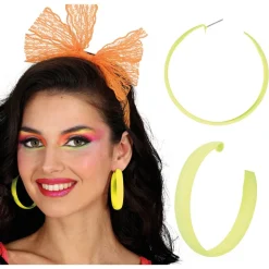 BOUCLES OREILLES CRÉOLES FLUO JAUNE ADULTE