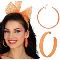 BOUCLES OREILLES CRÉOLES FLUO ORANGE ADULTE