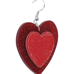 BOUCLES OREILLES CUR ROUGE ADULTE 5CM