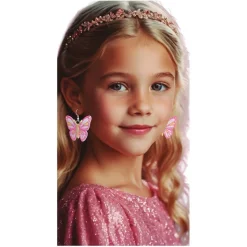 BOUCLES OREILLES PAPILLON ROSE ENFANT