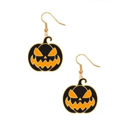 BOUCLES OREILLES PENDENTIF CITROUILLE NOIR FEMME