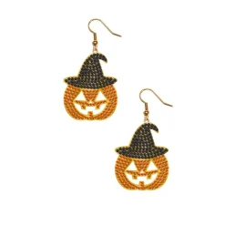 BOUCLES OREILLES PENDENTIF CITROUILLE STRASS FEMME