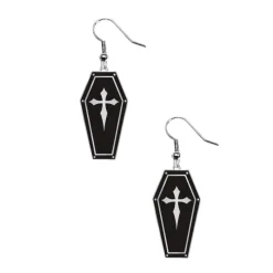 BOUCLES OREILLES PENDENTIF CERCUEIL NOIR FEMME
