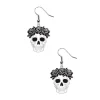 BOUCLES OREILLES PENDENTIF CRÂNE FLEUR BLANC FEMME
